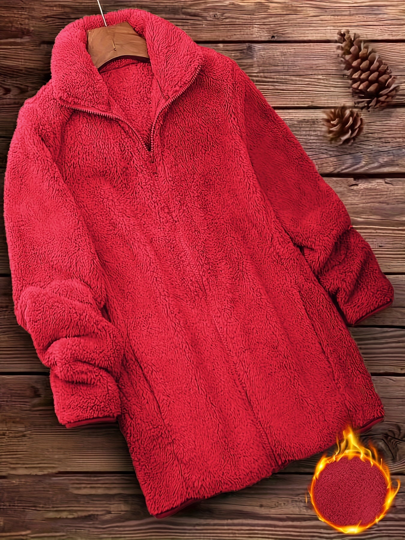 Damen Winterjacke Langer Wollmantel | Mit Reißverschluss