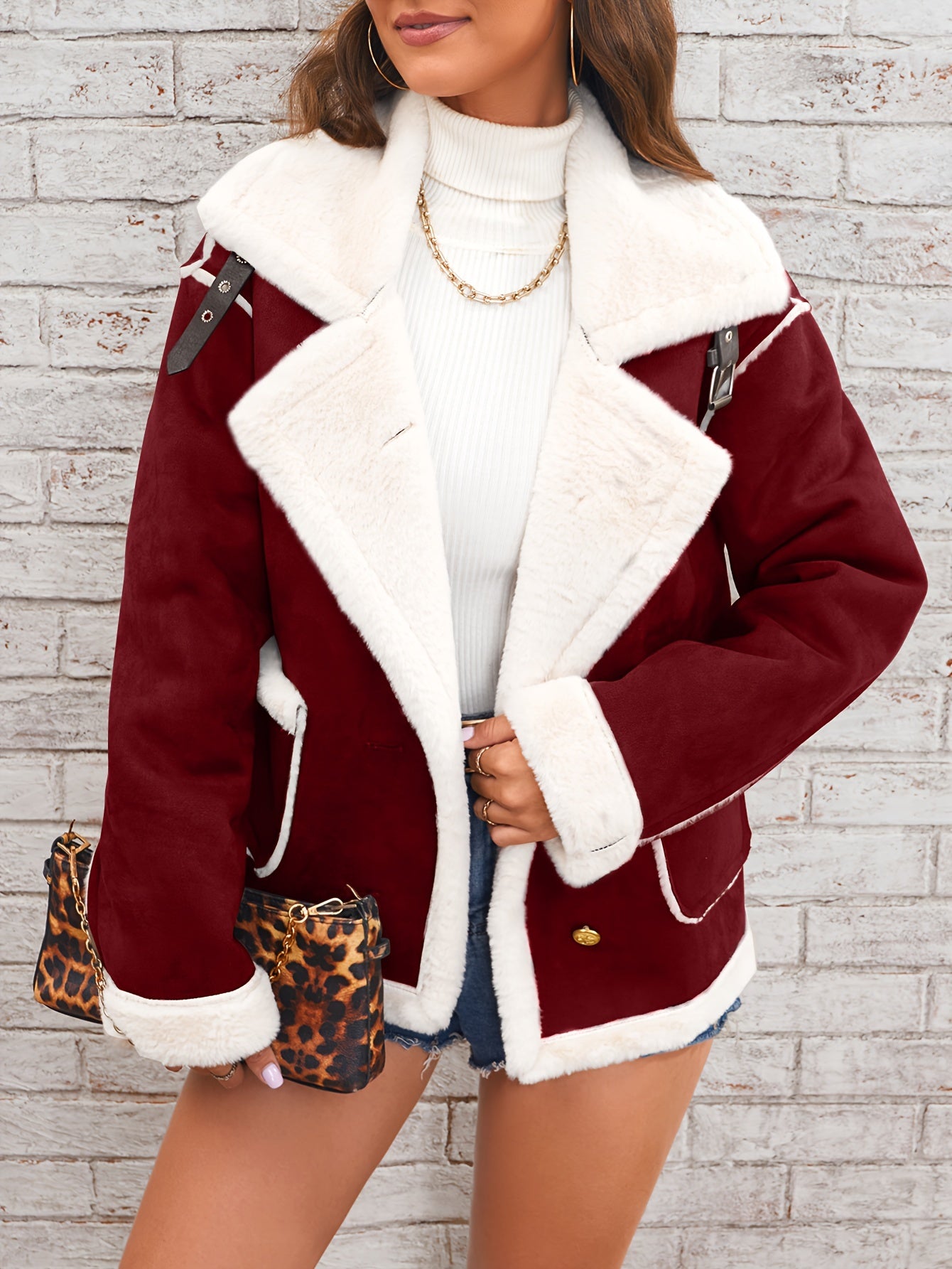 Winterjacke Damen Bikerjacke | Mit Taschen