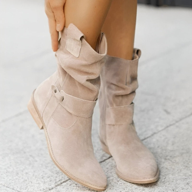 Winterstiefel Damen | Mittelhoher Schaft Mit Faltenoptik