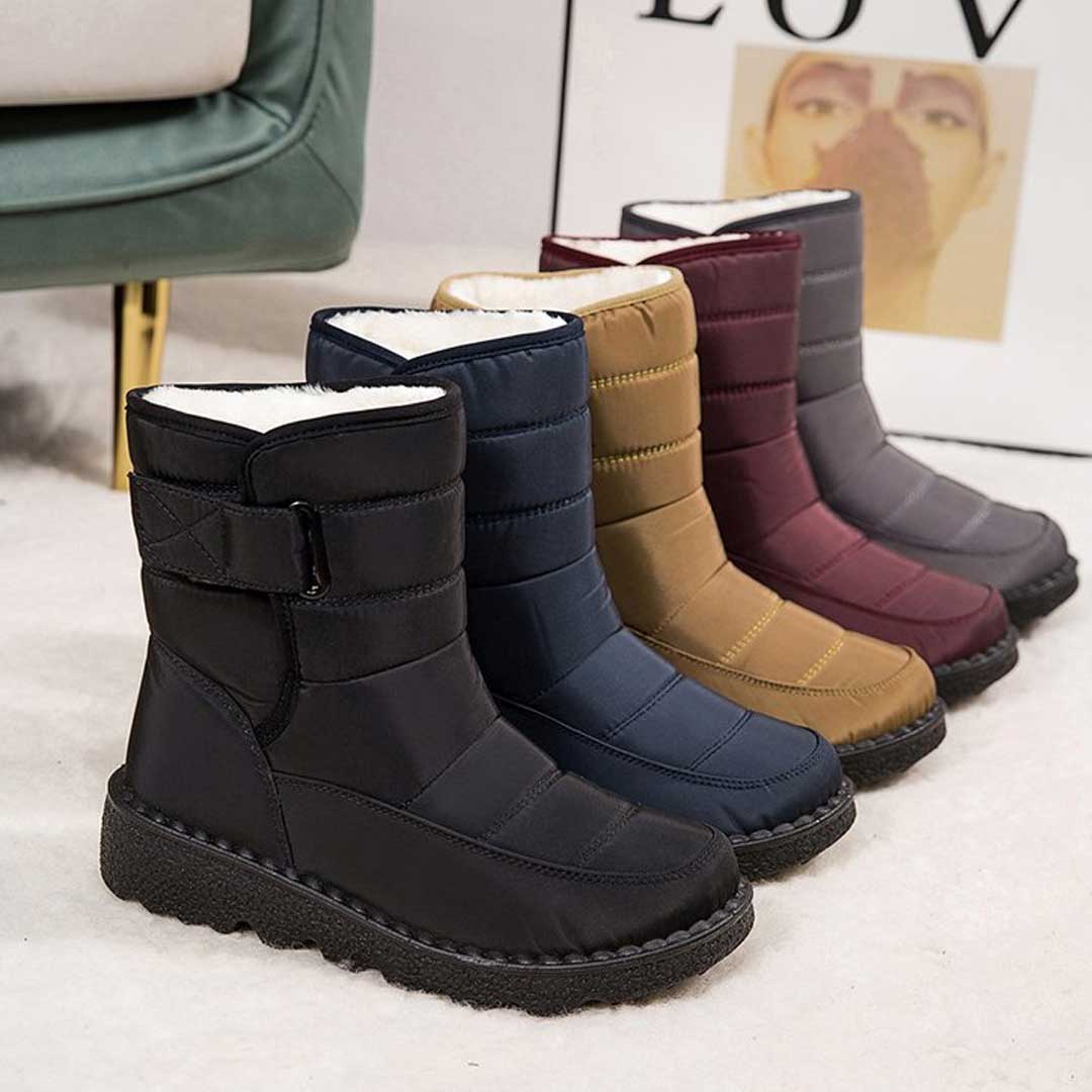 Winterschuhe Damen | Knöchelhoch Stiefel mit Verstellbarem Riemen