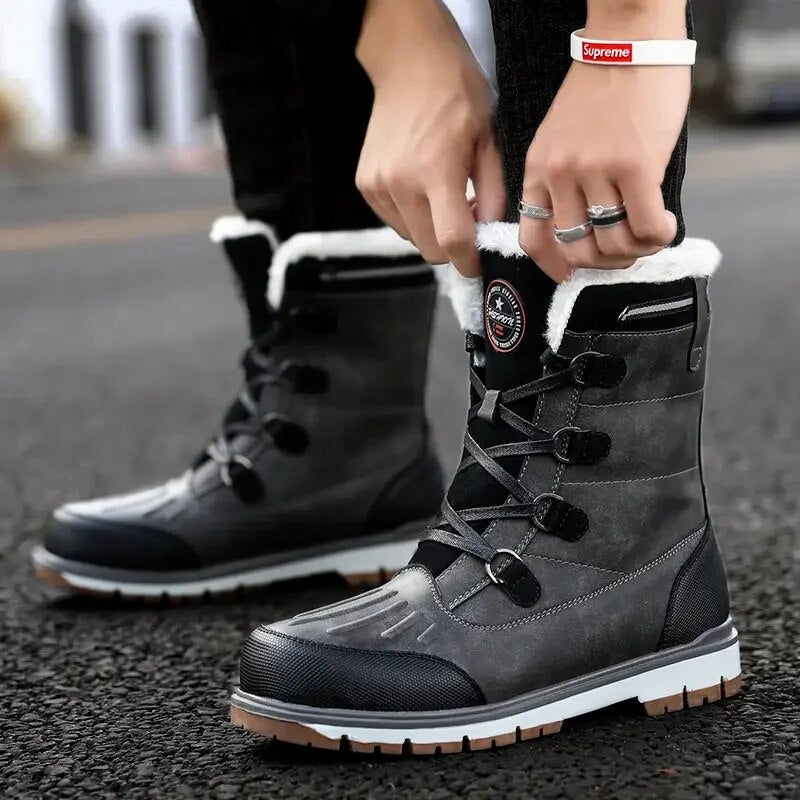 Winterschuhe Herren | Wadenhoch Schnürstiefel mit Profilsohle