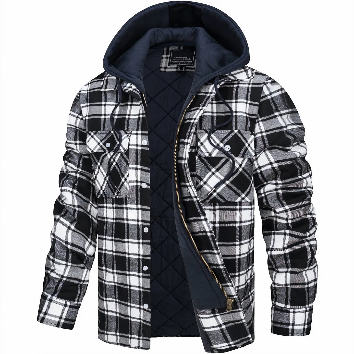 Herren Gefütterte Übergangsjacke | Kariert mit Kapuze