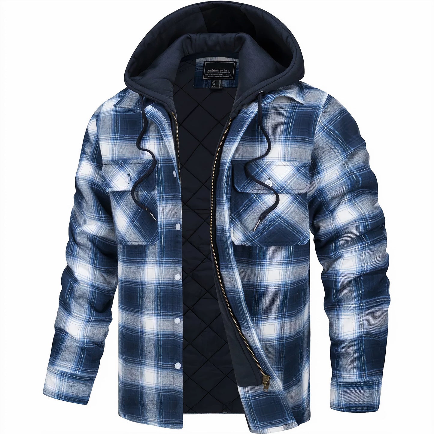 Herren Gefütterte Übergangsjacke | Kariert mit Kapuze