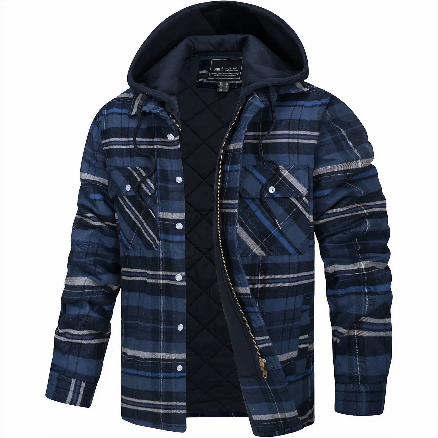 Herren Gefütterte Übergangsjacke | Kariert mit Kapuze