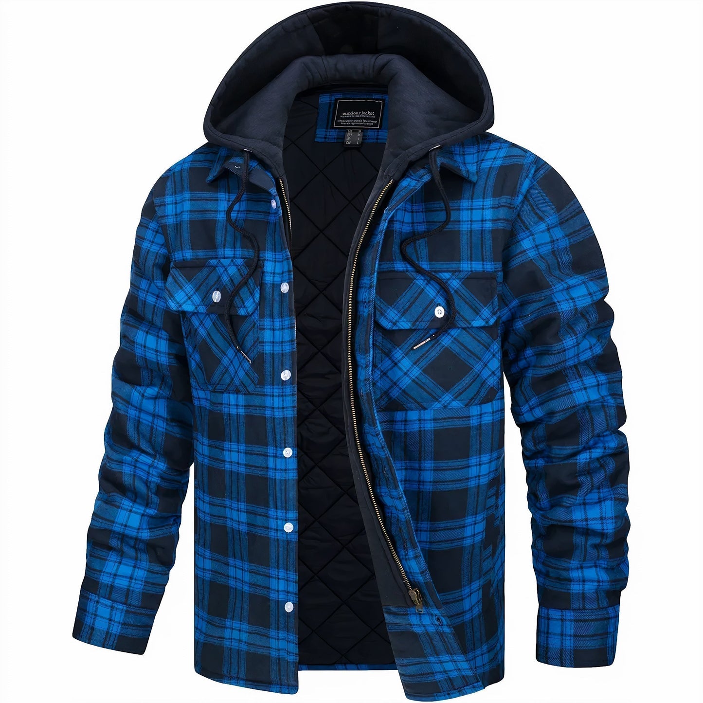 Herren Gefütterte Übergangsjacke | Kariert mit Kapuze