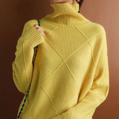 Pullover Damen Oversize Strick | Rollkragen Design Vielseitig Kombinierbar