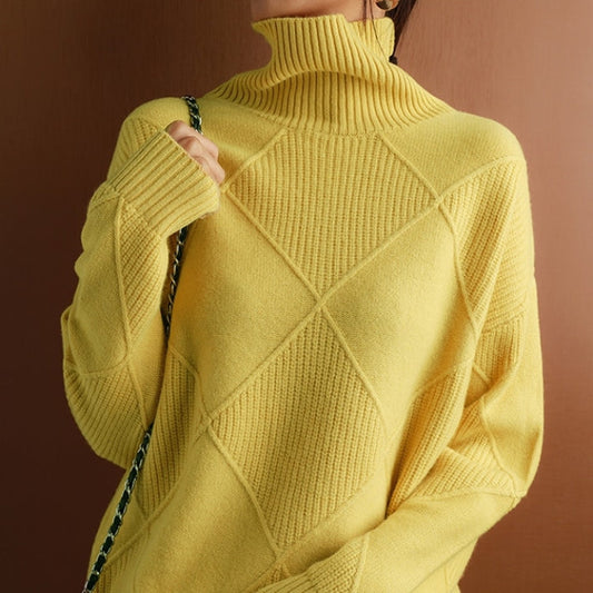 Pullover Damen Oversize Strick | Rollkragen Design Vielseitig Kombinierbar