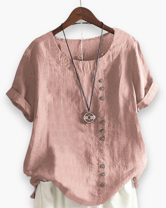 Damen Elegante Bluse | Kurzarm mit Rundhalsausschnitt