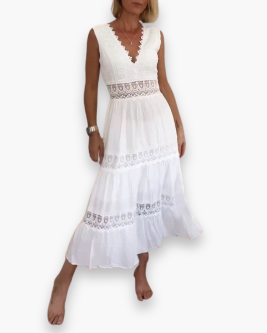 Damen Elegantes Sommer Maxi | Rückseite V-Stab