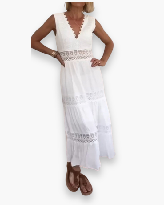 Damen Elegantes Sommer Maxi | Rückseite V-Stab