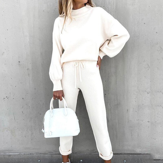 Pullover Damen Und Hosen Set | Lockere Passform Mit Rollkragen