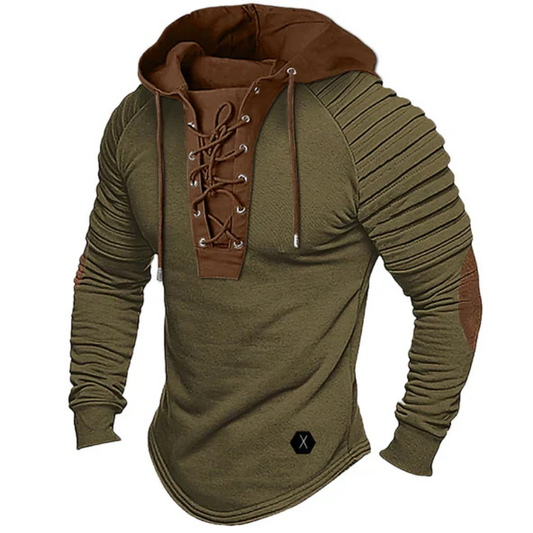 Pullover Herren mit Kapuze und Schnürkragen | Langarm