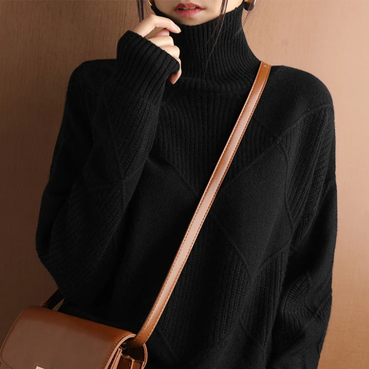 Pullover Damen Oversize Strick | Rollkragen Design Vielseitig Kombinierbar