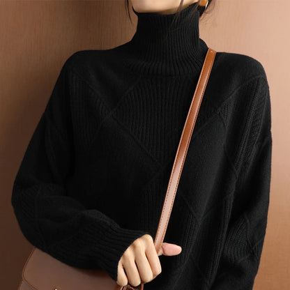 Pullover Damen Oversize Strick | Rollkragen Design Vielseitig Kombinierbar
