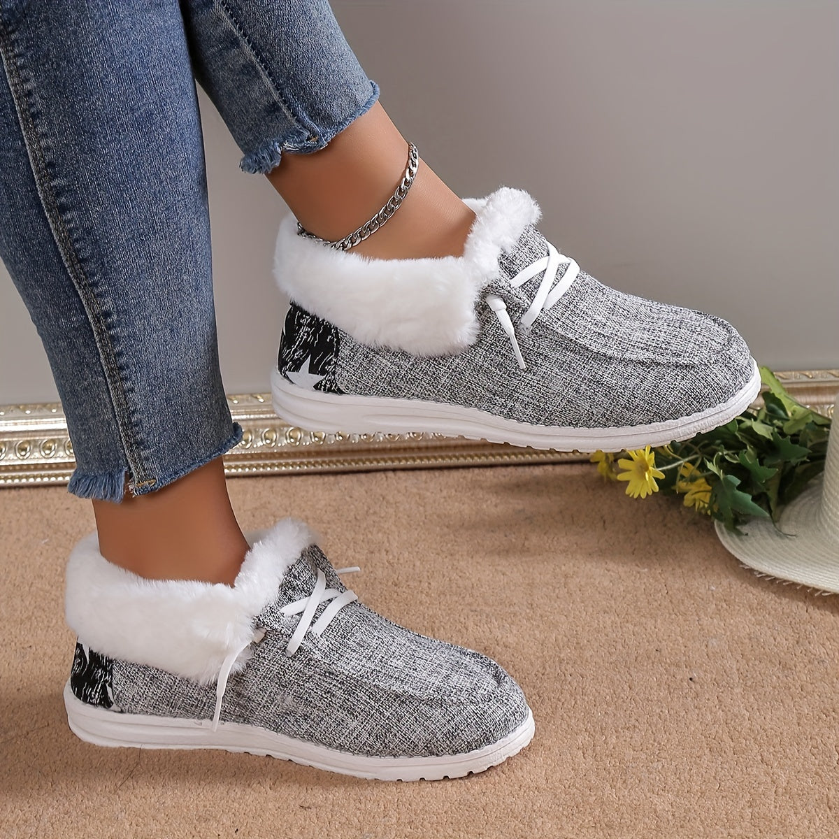 Damen Winterschuhe | Schnürschuhe Kunstfellfutter