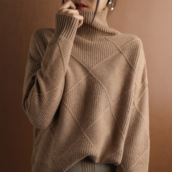 Pullover Damen Oversize Strick | Rollkragen Design Vielseitig Kombinierbar