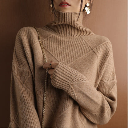 Pullover Damen Oversize Strick | Rollkragen Design Vielseitig Kombinierbar