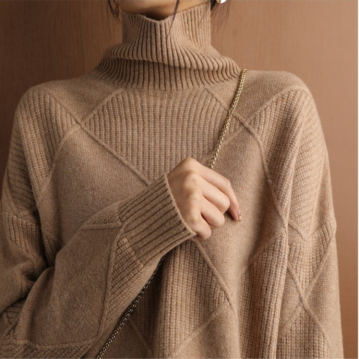 Pullover Damen Oversize Strick | Rollkragen Design Vielseitig Kombinierbar