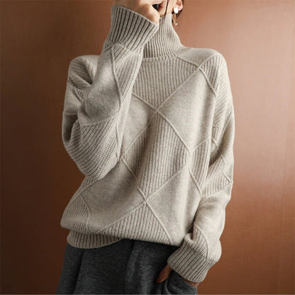 Pullover Damen Oversize Strick | Rollkragen Design Vielseitig Kombinierbar