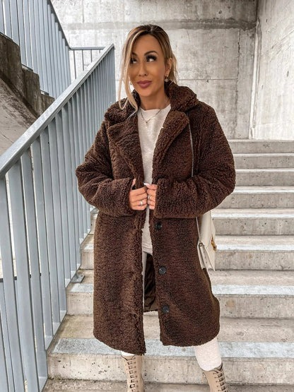 Mantel Damen Winter Lang | Klassischer Kragen Mit Knöpfen