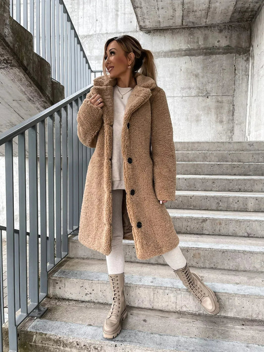 Mantel Damen Winter Lang | Klassischer Kragen Mit Knöpfen
