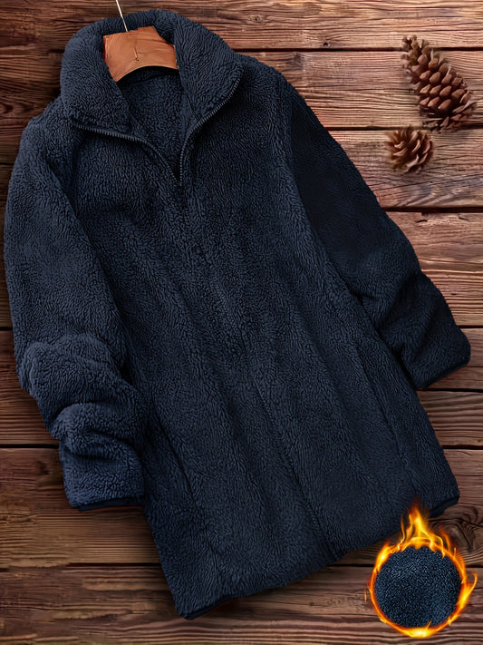 Damen Winterjacke Langer Wollmantel | Mit Reißverschluss