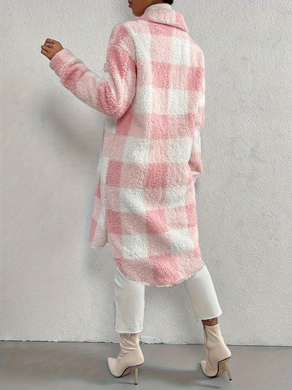 Mantel Damen | Wintermantel Damen Kariert Mit Knopfleiste