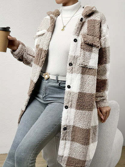 Mantel Damen | Wintermantel Damen Kariert Mit Knopfleiste