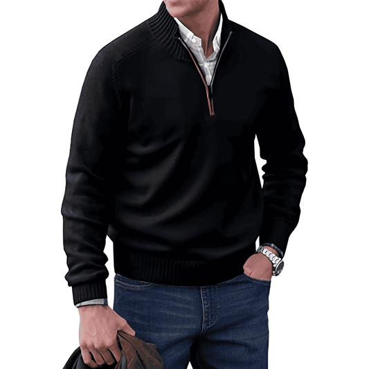 Pullover Herren Mit Stehkragen Und Kurzreißverschluss | Langarm Für Alltag