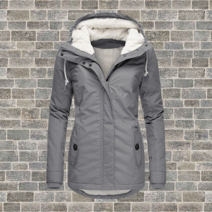 Winterjacke Damen Eleganter Mantel Mit Plissee | Lang