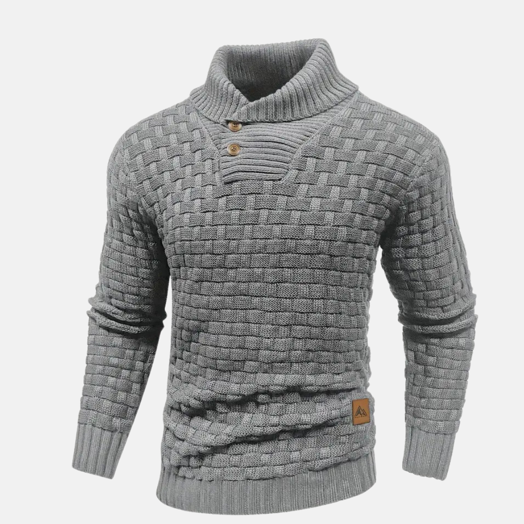 Pullover Herren mit Stehkragen und Knopfleiste | Langarm
