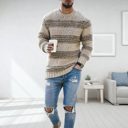 Pullover Herren Gestreiftem Design | Mit Rundhals Und Langarm