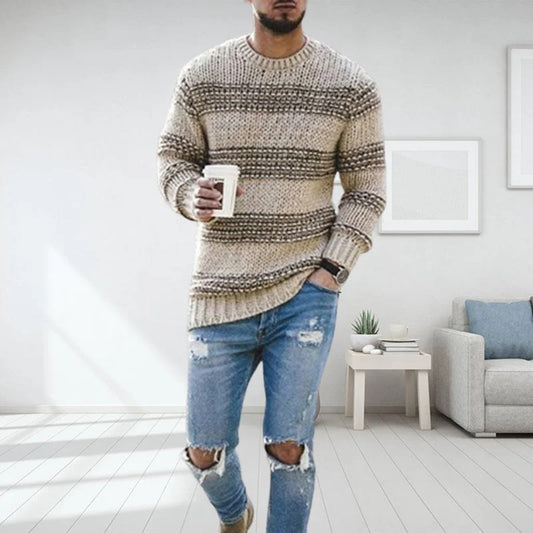 Pullover Herren Gestreiftem Design | Mit Rundhals Und Langarm