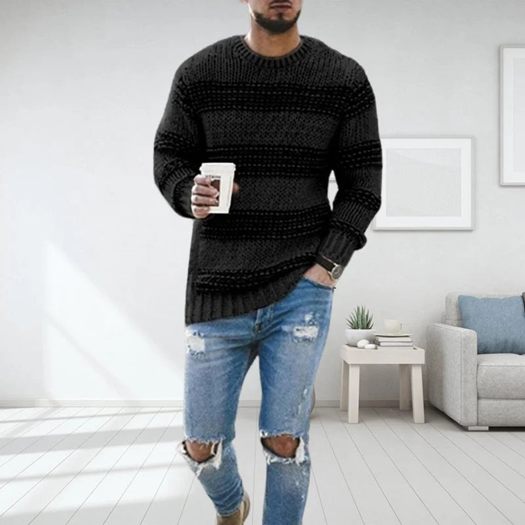 Pullover Herren Gestreiftem Design | Mit Rundhals Und Langarm