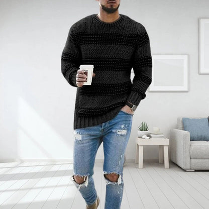 Pullover Herren Gestreiftem Design | Mit Rundhals Und Langarm