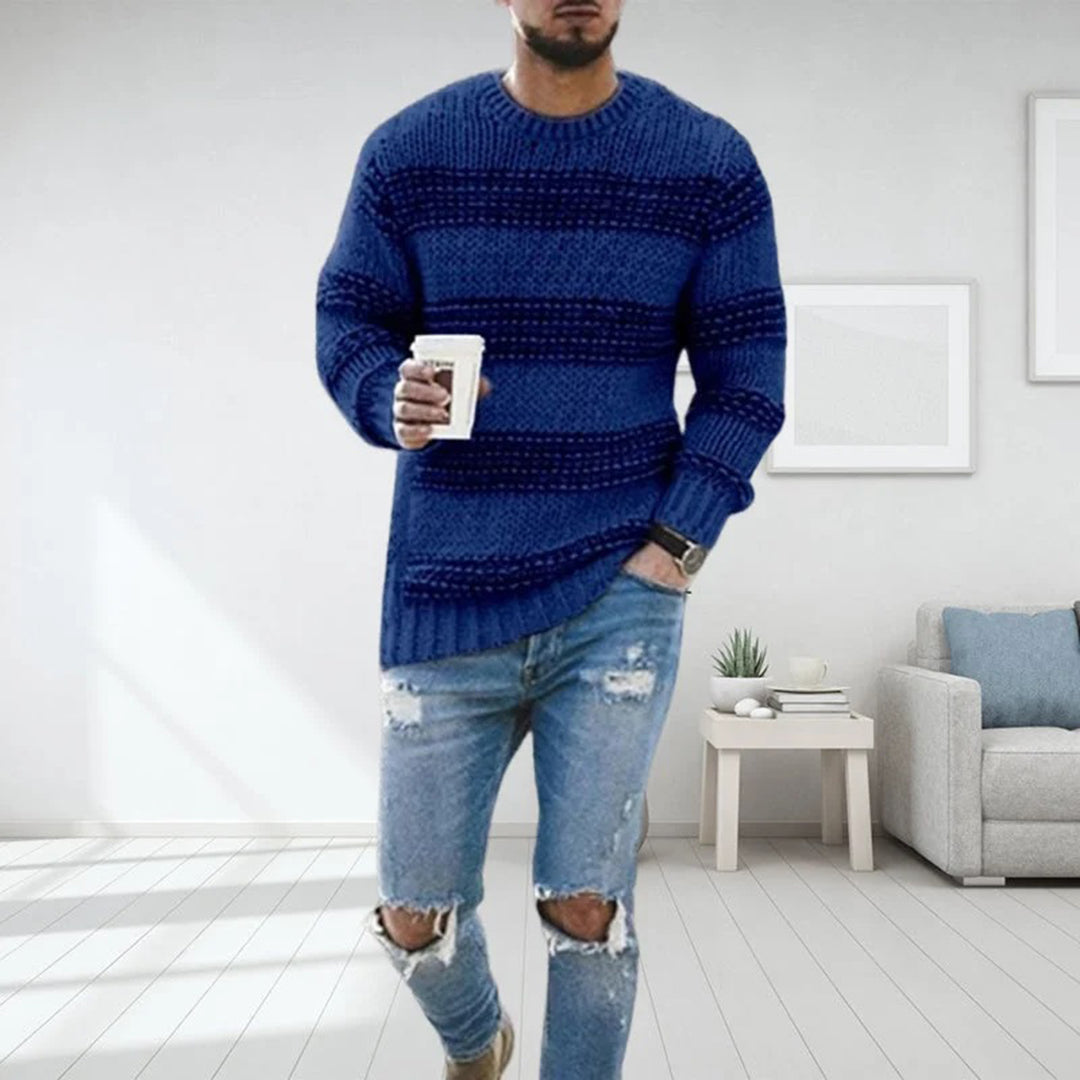 Pullover Herren Gestreiftem Design | Mit Rundhals Und Langarm