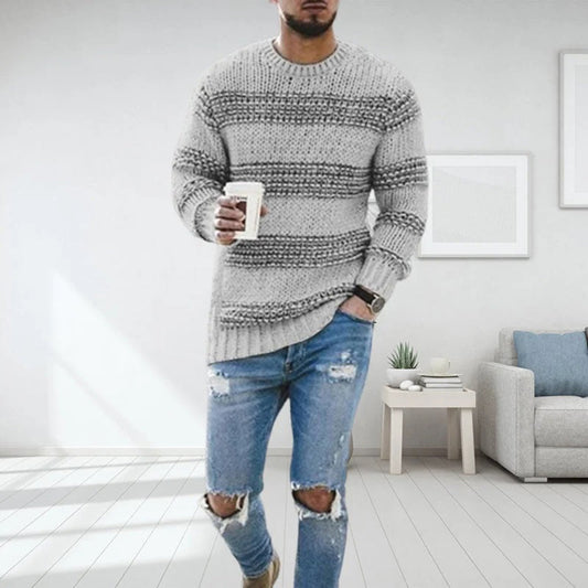 Pullover Herren Gestreiftem Design | Mit Rundhals Und Langarm