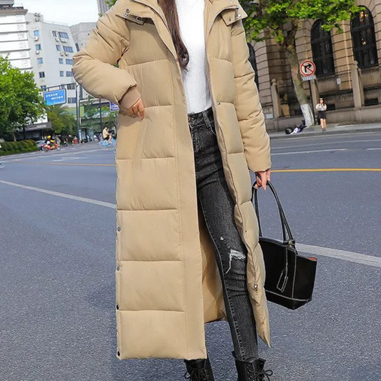 Damen Gesteppt Langer Puffer Mantel | Winter Mit Kapuze