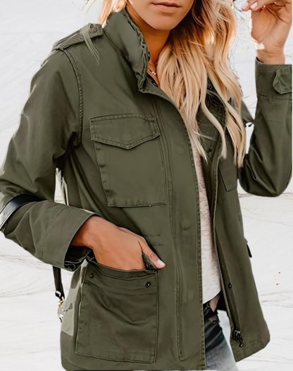 Damen Übergangsjacke Utility Stil | Lang Mit Kapuze