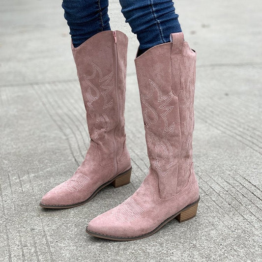 Stiefel Damen | Western Stil Mit Hohem Schaft Und Absatz