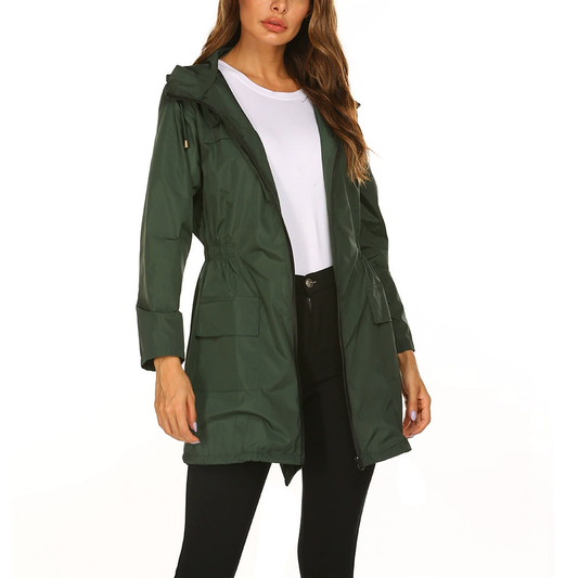 Damen Übergangsjacke mit Kapuze | Wasserabweisende Regenjacke