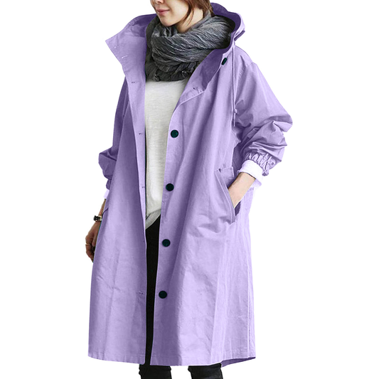 Damen Regenjacke mit Kapuze | Weiter Trenchcoat