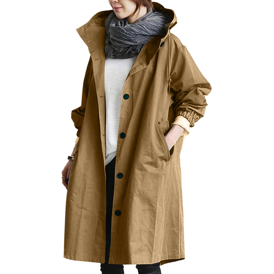 Damen Regenjacke mit Kapuze | Weiter Trenchcoat