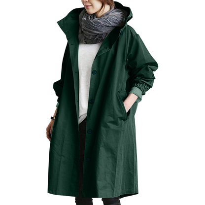 Damen Regenjacke mit Kapuze | Weiter Trenchcoat