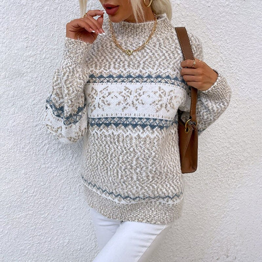 Pullover Damen Winter | Schneeflocken Muster
