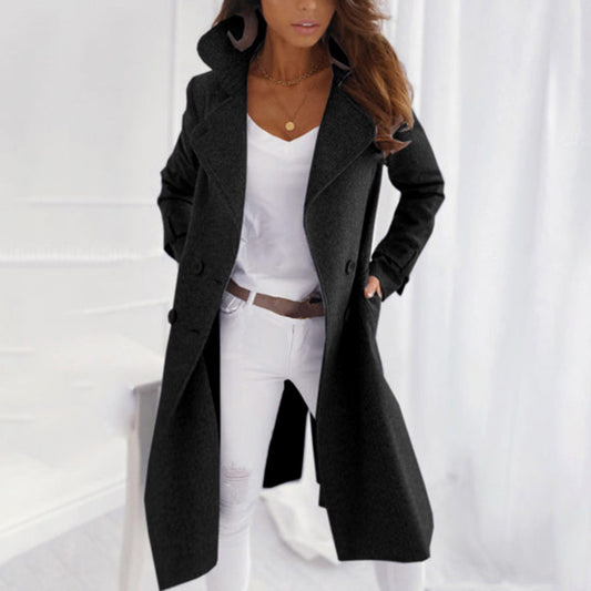 Mantel Damen Doppelreiher | Langer Schnitt Eleganter Stil
