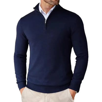 Pullover Herren Halb-Zip Mit Stehkragen | Langarm Für Alltag