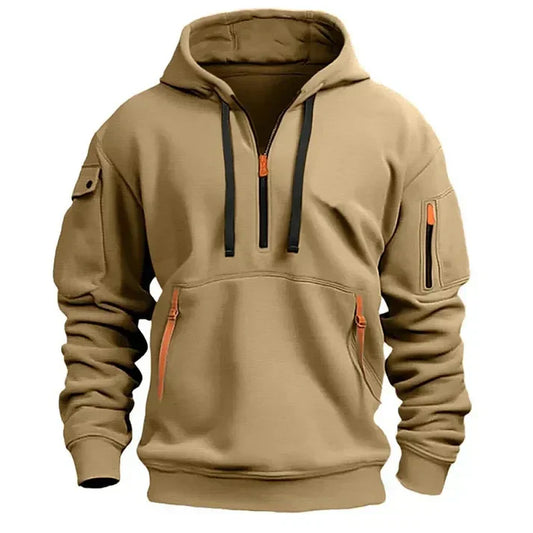 Pullover Herren Mit Kapuze Und Halbreissverschluss | Langarm