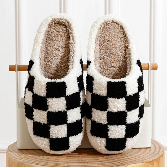 Hausschuhe Unisex | Schachbrettmuster und rutschfeste Sohle