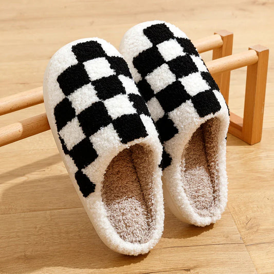 Hausschuhe Unisex | Schachbrettmuster und rutschfeste Sohle